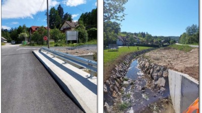 Completed works on road and river bed (Postojna)